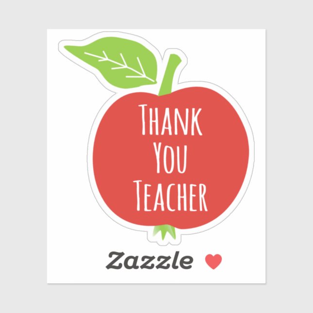 Thank You Teacher white text red apple (Sheet)