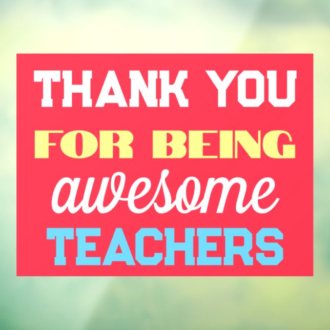 Thank You Teachers Colourful Fun School Win Window Cling (Sheet 3)