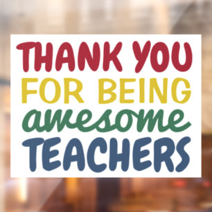 Thank you teachers fun colourful rainbow school window cling