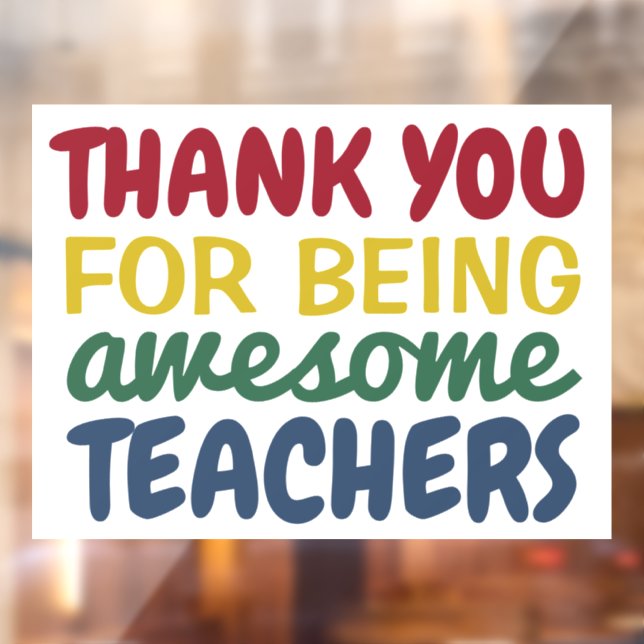 Thank you teachers fun colourful rainbow school window cling (Sheet 2)