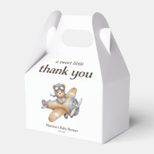 Thank You Teddy Bear Pilot Baby Boy Shower Favour Box