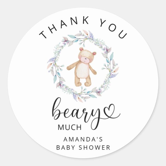 Thank you teddy beary much  classic round sticker (Front)