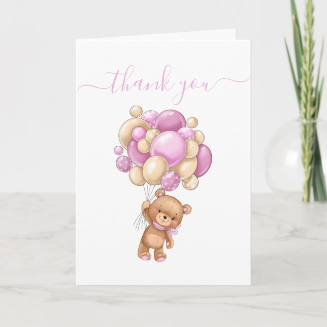 Thank you Teddy Wonderful Balloons Card (Front)