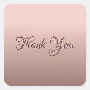 Thank You Template Elegant Rose Gold Colour Square Sticker