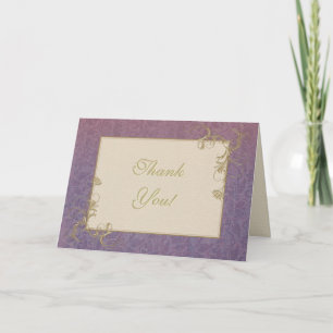 Thank You Template Gold Rose and Purple Damask