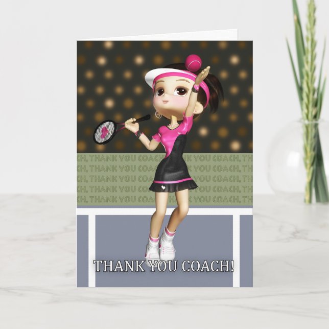 Thank You Tennis Coach Greeting Card (Front)