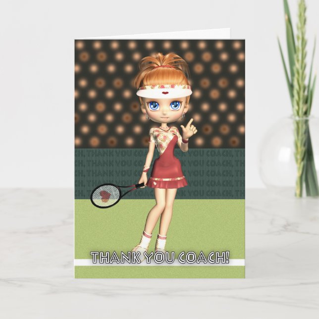 Thank You Tennis Coach Greeting Card (Front)