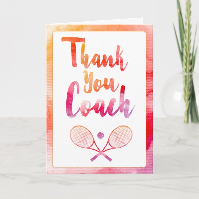 Thank You Tennis Coach Greeting Card (Front)