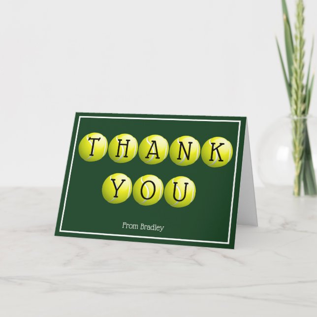 Thank You Tennis Custom Personalized Card (Front)