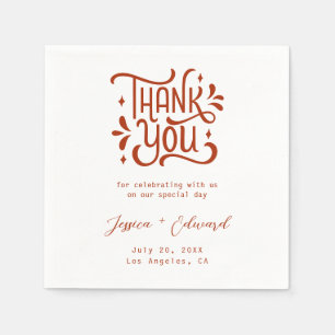 Thank You Terracotta Burnt Orange Modern Chic Napkin