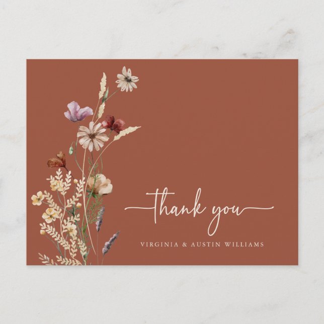 Thank You Terracotta Floral Postcard (Front)