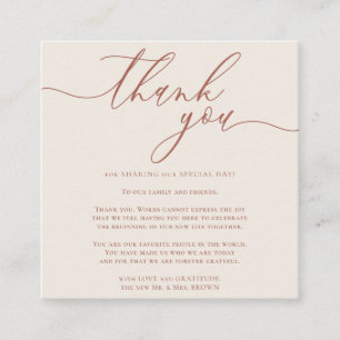 Thank You Terracotta Simple Business Wedding Enclosure Card
