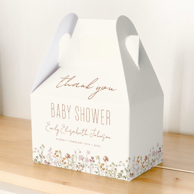 Thank You Terracotta Wildflower Boho Baby Shower Favour Box (Creator Uploaded)