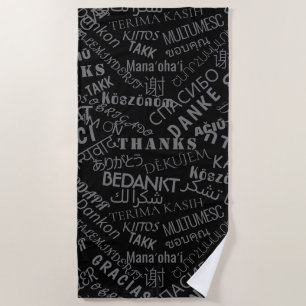 Thank You Text Beach Towel or Choose Colour