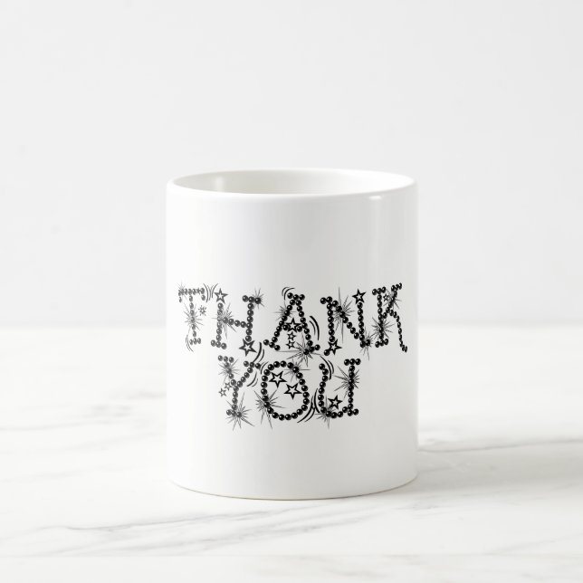 Thank You Text Elegant Stars Typography Coffee Mug (Center)