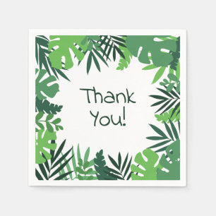 Thank you text jungle palm leaves frame  napkin