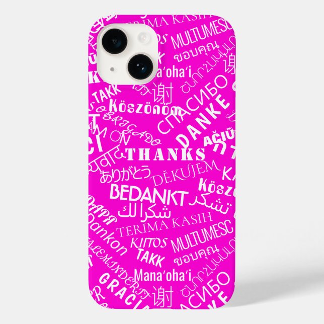 Thank You Text Multi Language Word Text Pink Case-Mate iPhone Case (Back)
