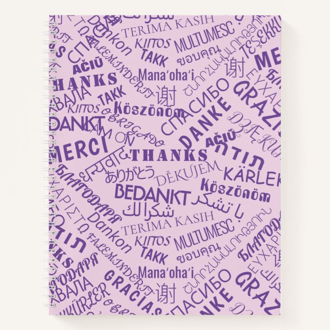 Thank You Text Notebook Multilingual Choose Colour (Front)