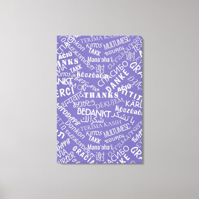 Thank You Text Purple Canvas Print Multilingual (Front)