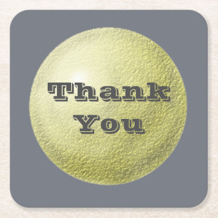Thank You Textured Gold Circle Appreciation Square Paper Coaster