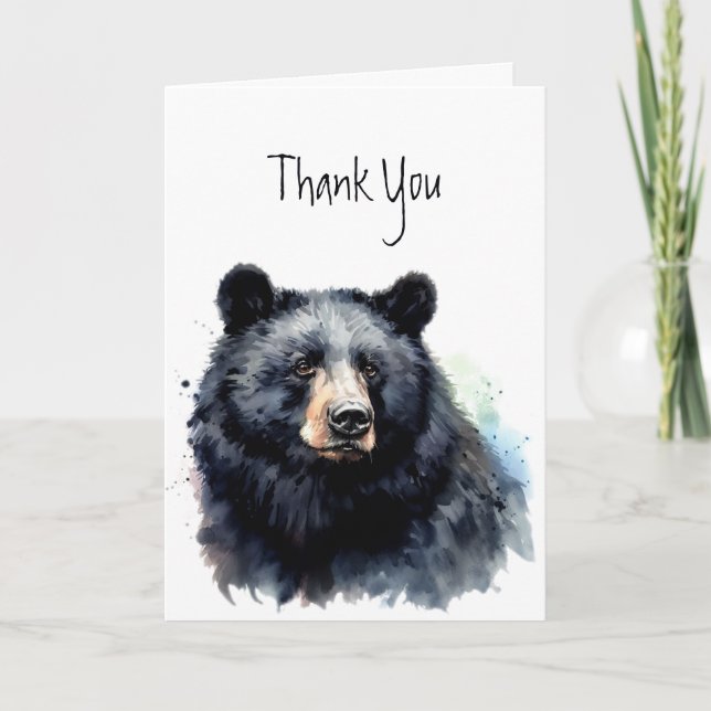 Thank you Thank Black Bear Animal Nature Wildlife  Card (Front)