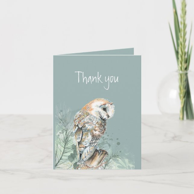 Thank you Thanks Barn Owl Bird Nature Wildlife Holiday Card (Front)