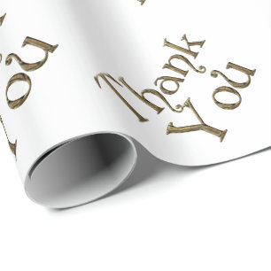 Thank You Thanks Golden Typography Text Elegant Wrapping Paper