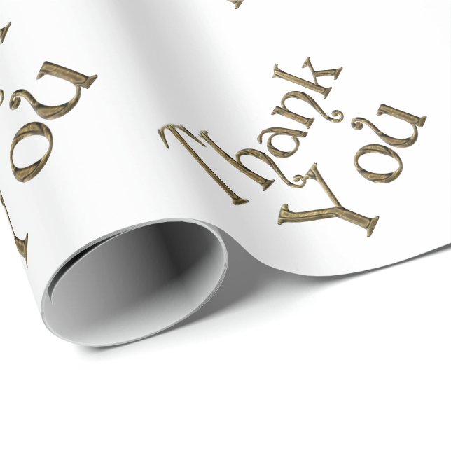 Thank You Thanks Golden Typography Text Elegant Wrapping Paper (Roll Corner)