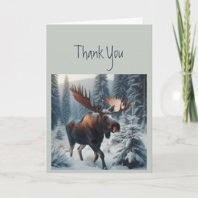 Thank you Thanks Moose Animal Wildlife Nature Art Card (Front)