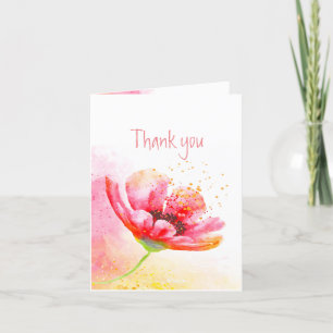 Thank you Thanks Red Poppy Garden Flower Card