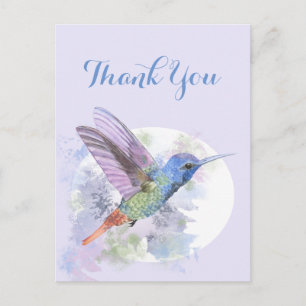 Thank you Thanks Watercolor Hummingbird Bird Postcard