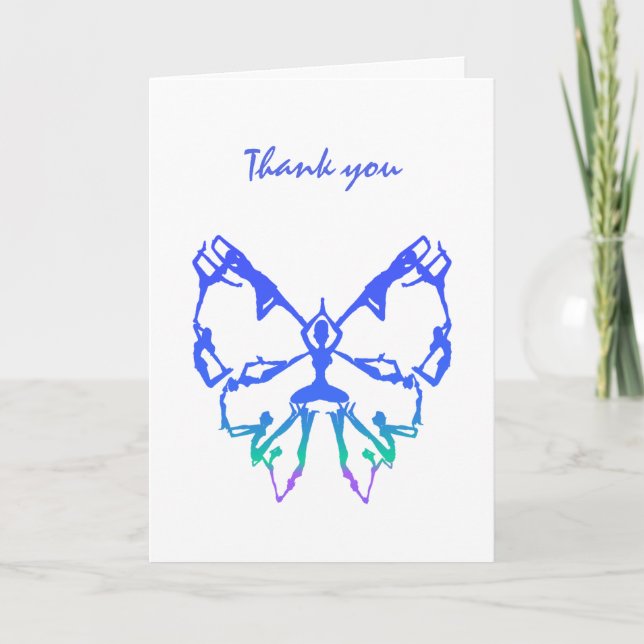 Thank you, Thanks, Yoga Poses Butterfly art Thank You Card (Front)