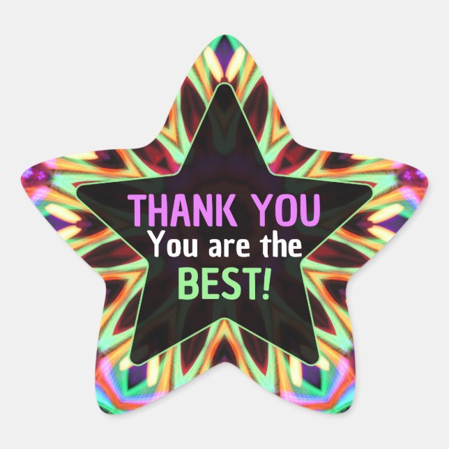 Thank You the Best Colorful Star Sticker (Front)