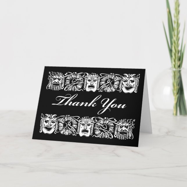 Thank You, Theatre Mask Theme, Blank Inside Card (Front)