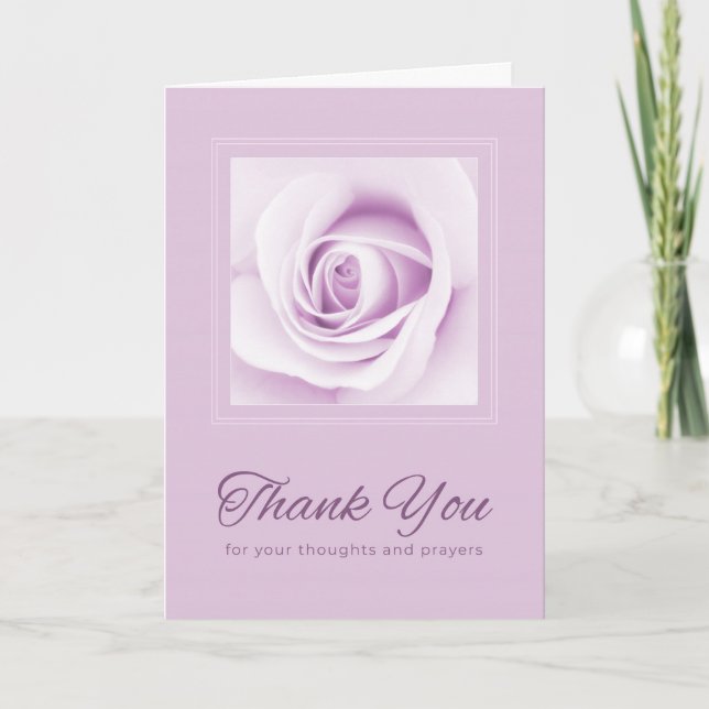 Thank you thoughts and prayers purple rose floral card (Front)
