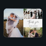 Thank You Three Photo Collage Wedding Magnet<br><div class="desc">Modern black and white design wedding thank you magnets featuring three of your favourite wedding photos. Show your family and friends your appreciation for being a part of your wedding celebration with one of these beautiful keepsakes. Contact me through the button below if you need assistance with your photos or...</div>