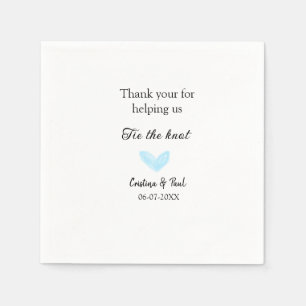 thank you tie the knot blue heart wedding rustic napkin