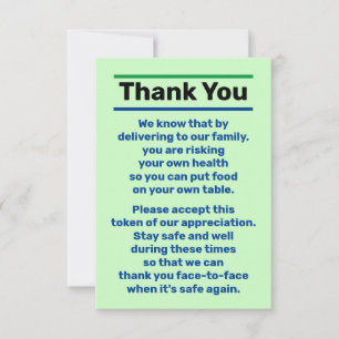 Thank you Tip Delivery Driver Person Card