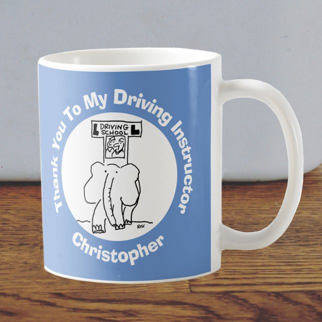 Thank You to a Driving Instructor Fun Cartoon Coffee Mug (Creator Uploaded)
