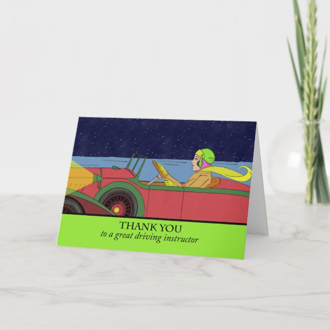 Thank You to a Driving Instructor, Vintage Car Card (Front)