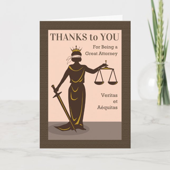 Thank You to a Great Attorney Lady Justice Card (Front)