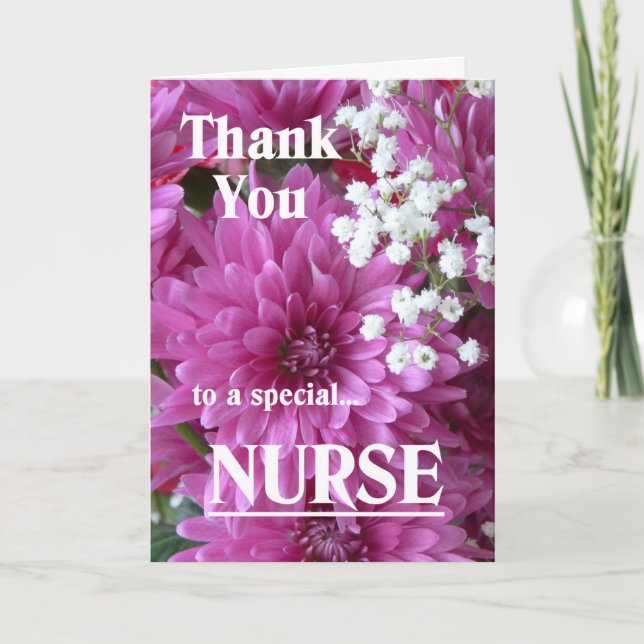 Thank You to a special Nurse-Pink Floral (Front)