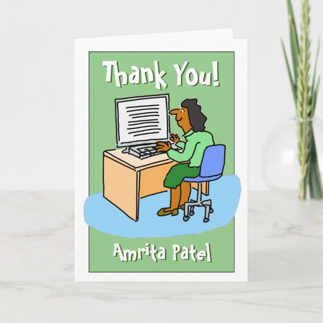 Thank You to an Asian Female Office Worker Card (Front)