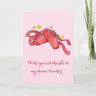 Thank You to Dance Teacher: Shiny Red Ballet Shoes Card