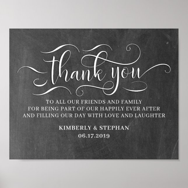 Thank You To Friends and Family Wedding Sign (Front)