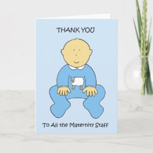 Thank You to Maternity Staff Cute Baby Boy Card