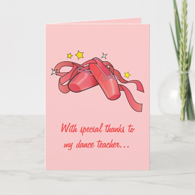 Thank You to My Dance Teacher: Red Ballet Shoes Card (Front)