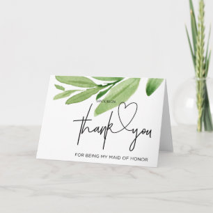 Thank You To My Maid of Honor Card From Bride Gift