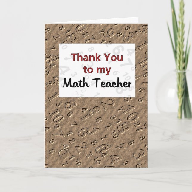 Thank You to my Math Teacher Card (Front)
