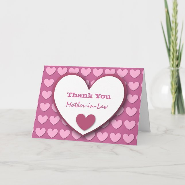 THANK YOU to my Mother-in-Law PINK HEARTS V01 Card (Front)